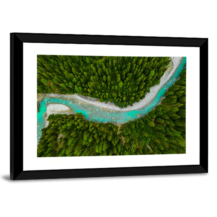 Inn River Aerial View Wall Art as a framed print