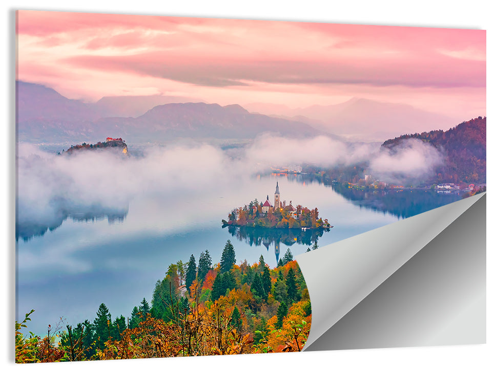 Misty Morning Over Lake Bled Wall Art