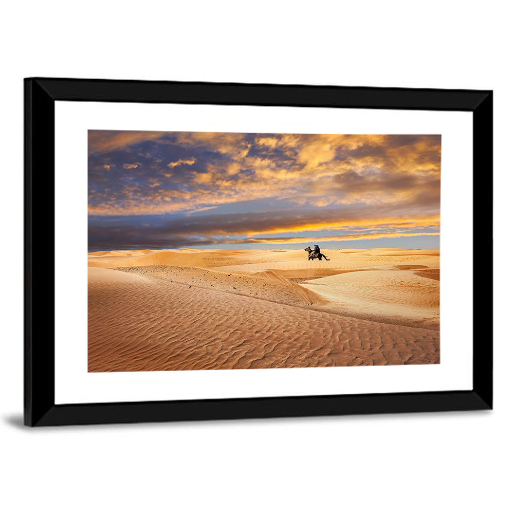 Sahara Camel Rider at Sunset Wall Art