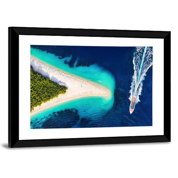Zlatni Rat Beach Aerial, Bol Croatia Wall Art as a framed print