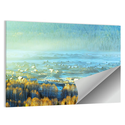 Misty Xinjiang Village Wall Art