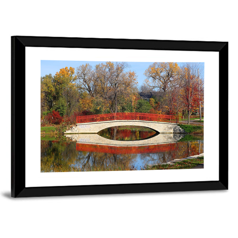 Tenney Park Stone Bridge Reflection Wall Art
