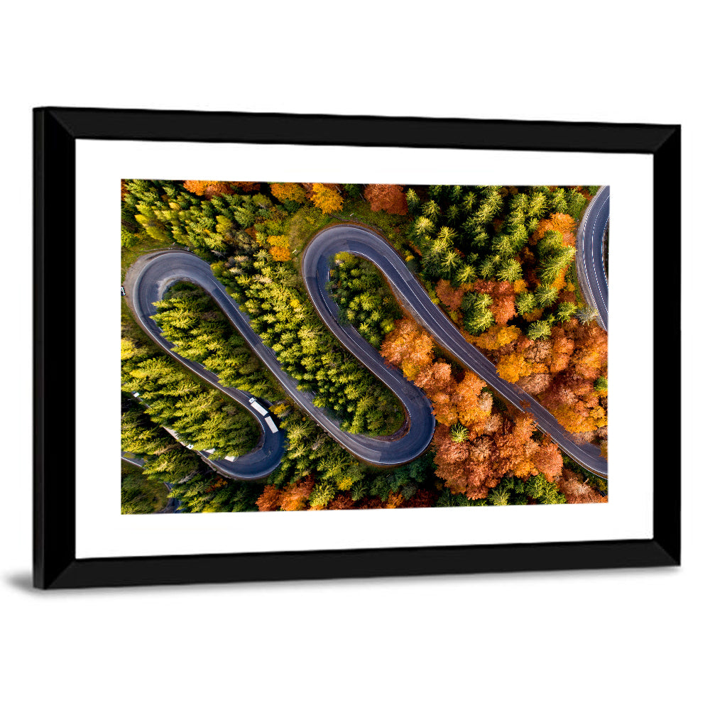 Autumn Aerial Mountain Road Wall Art