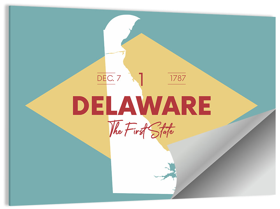 Delaware State Map Graphic Wall Art
