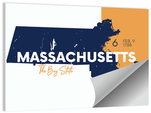 Massachusetts State Map Wall Art