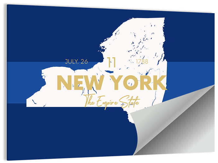 New York State Typographic Map Wall Art as a poster print