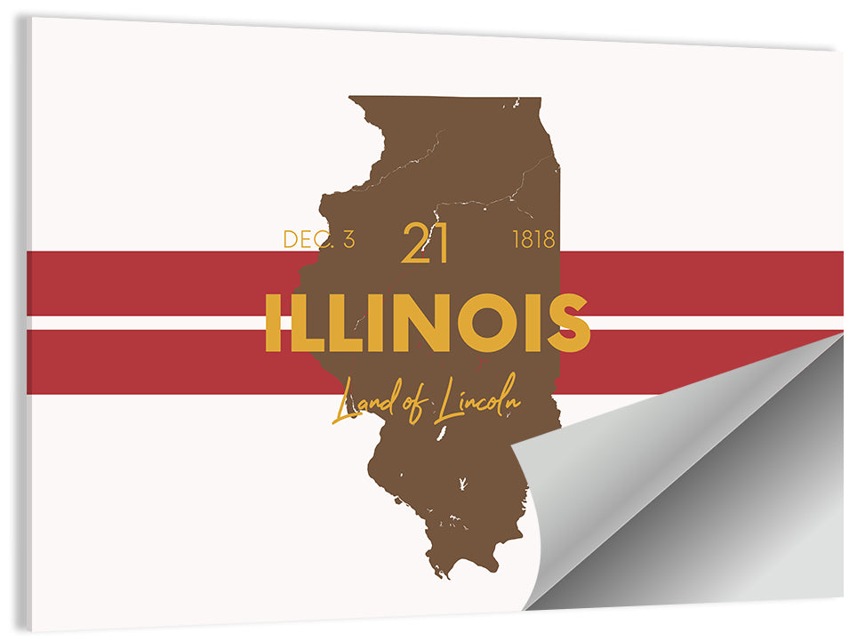 Illinois Map Land of Lincoln Wall Art