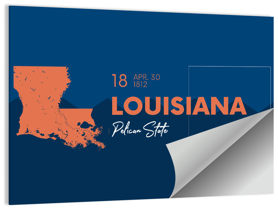Louisiana Map, Pelican State Wall Art
