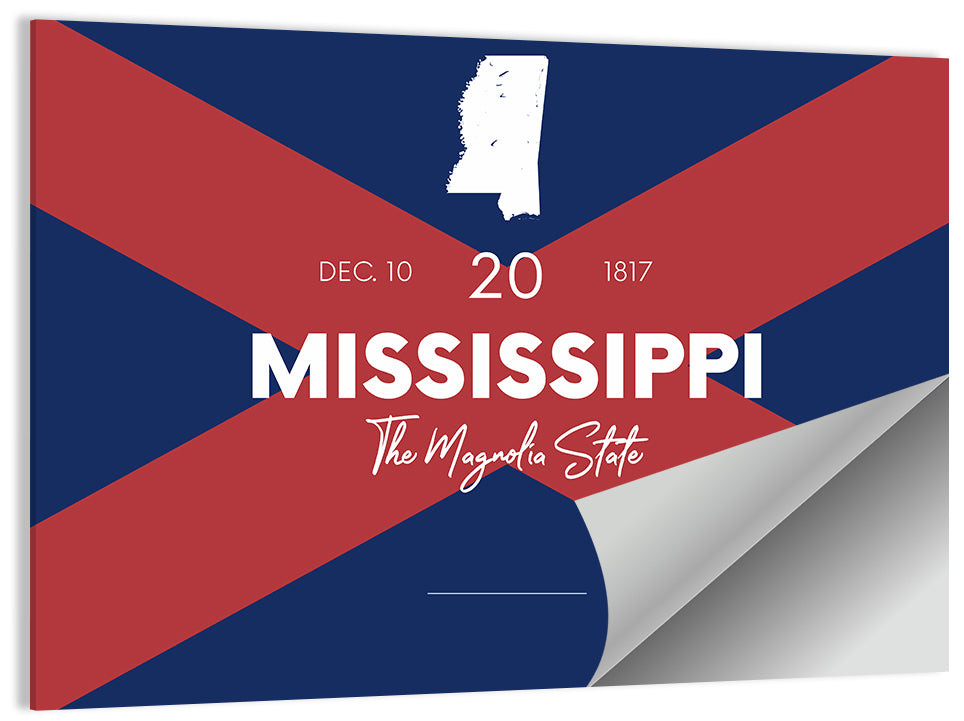 Mississippi Map, the Magnolia State Wall Art