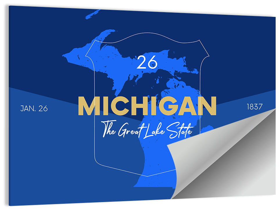 Michigan Shield Map Graphic Wall Art