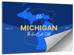 Michigan State Map Wall Art