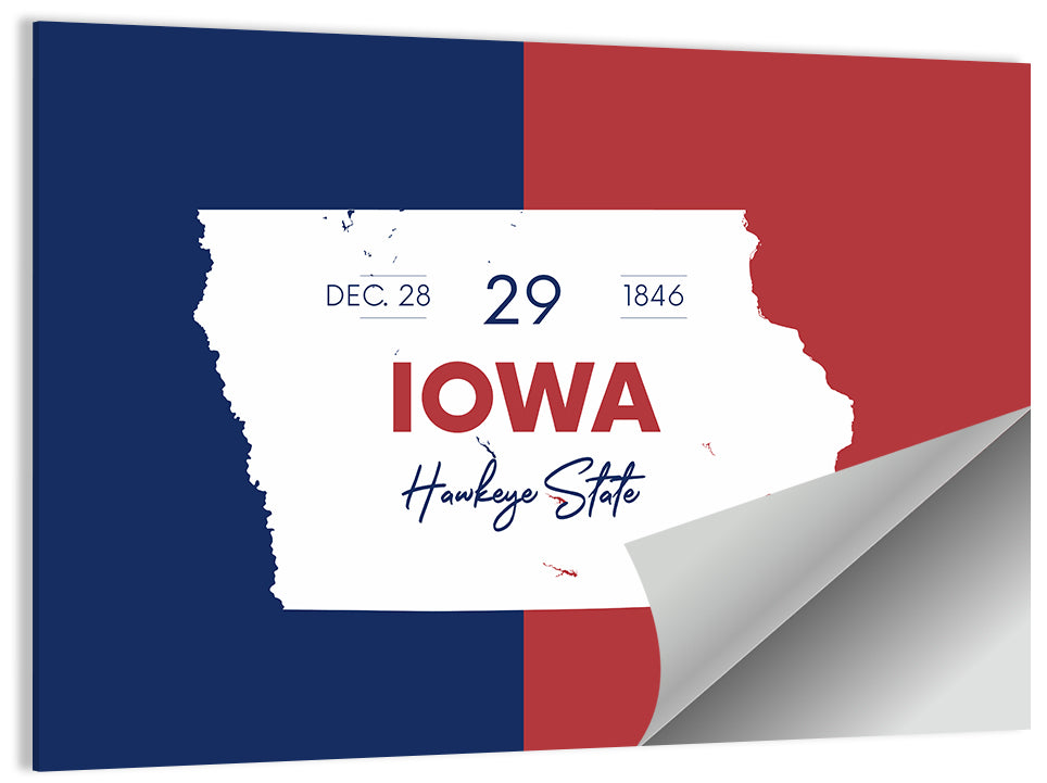 Hawkeye State Map Typography Wall Art