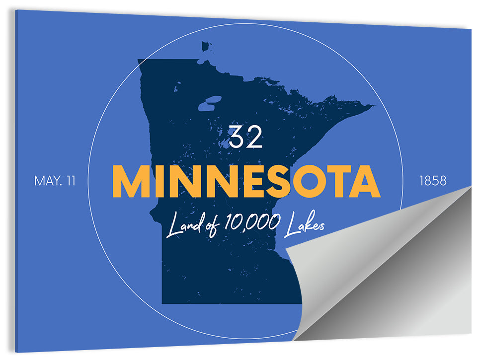 Minnesota State Outline Graphic Wall Art