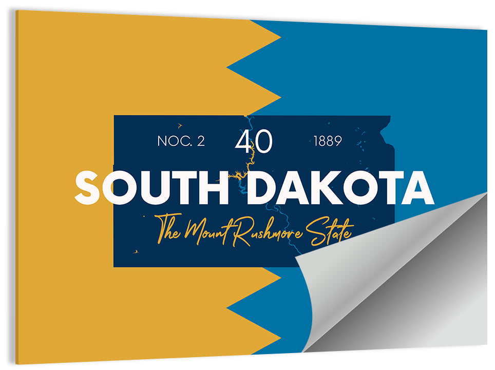 South Dakota Silhouette Map Wall Art