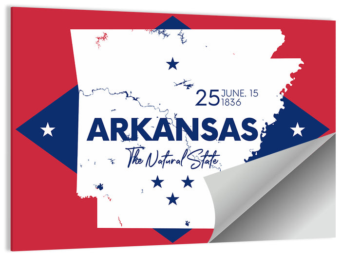 Patriotic Arkansas Map Wall Art as a poster print