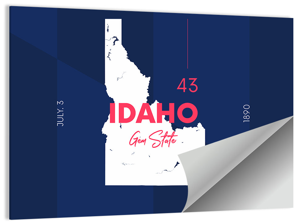 Idaho Gem State Map Wall Art