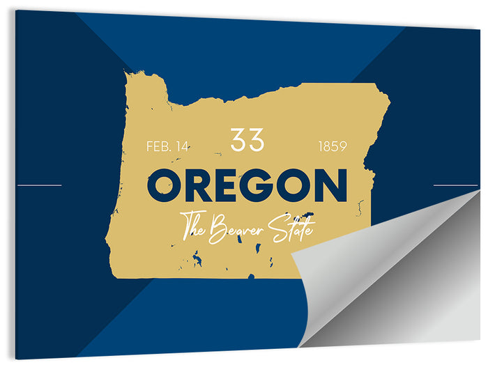Oregon Typographic Map Wall Art as a poster print
