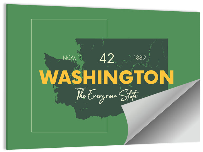 Minimalist Washington State Map Wall Art as a poster print