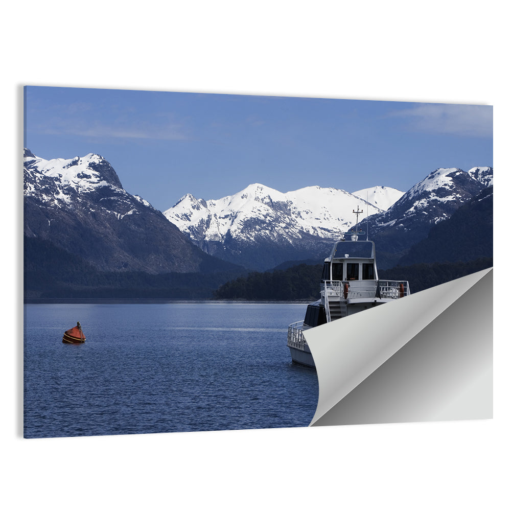 Lake Nahuel Huapi Catamaran and Snow-capped Mountains Wall Art