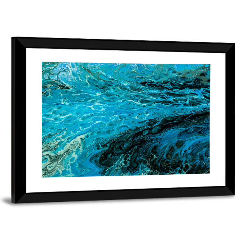 Liquid Marble Blue Abstract Wall Art
