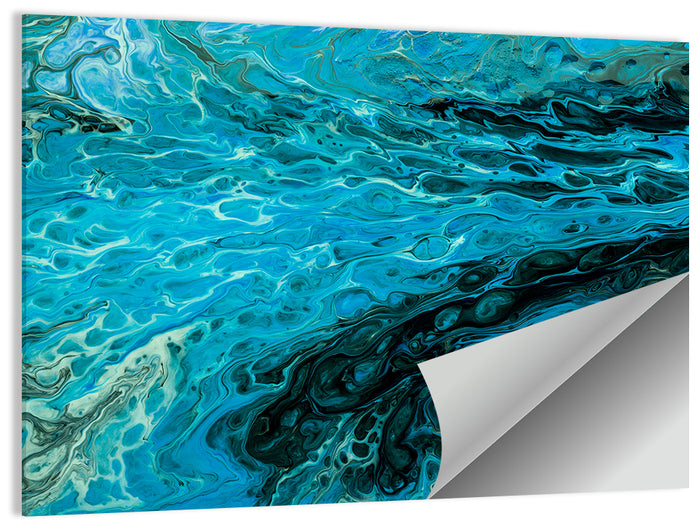 Liquid Marble Blue Abstract Wall Art as a poster print