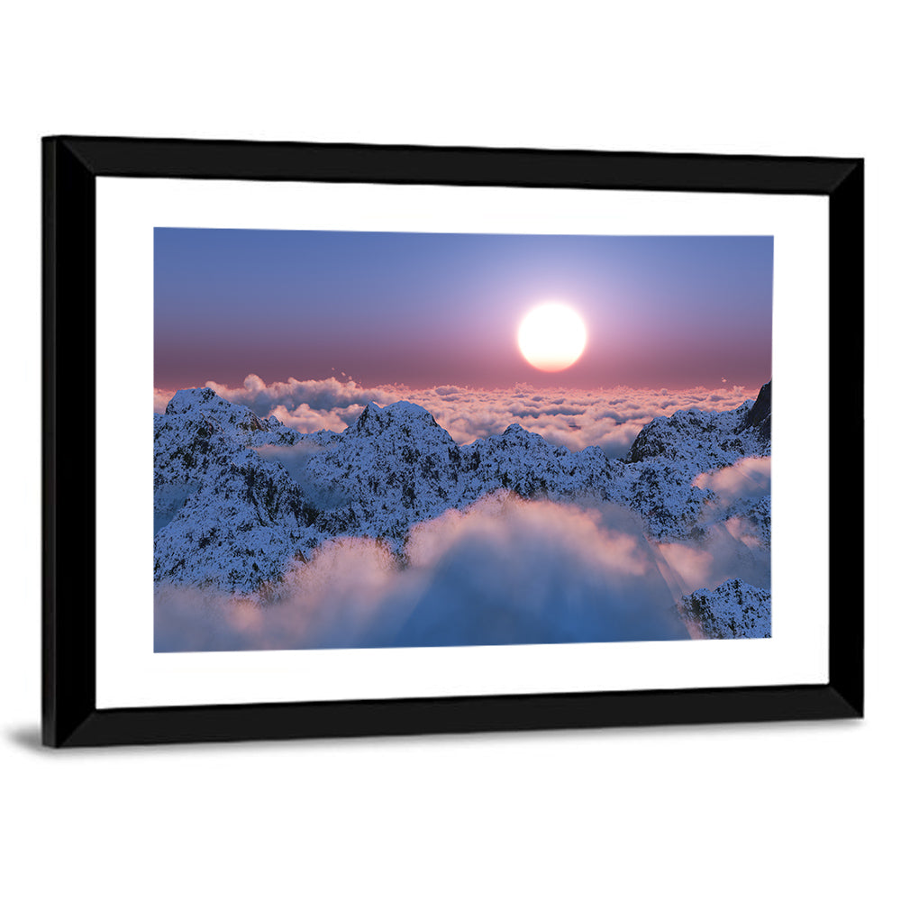 Sunset Above Snowy Mountains Wall Art