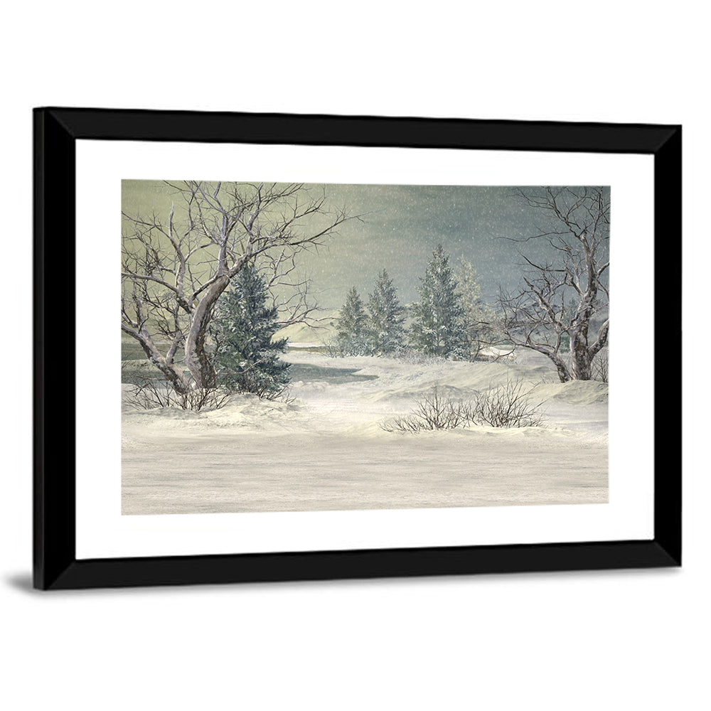 Snowy Forest with Frozen Pond Wall Art
