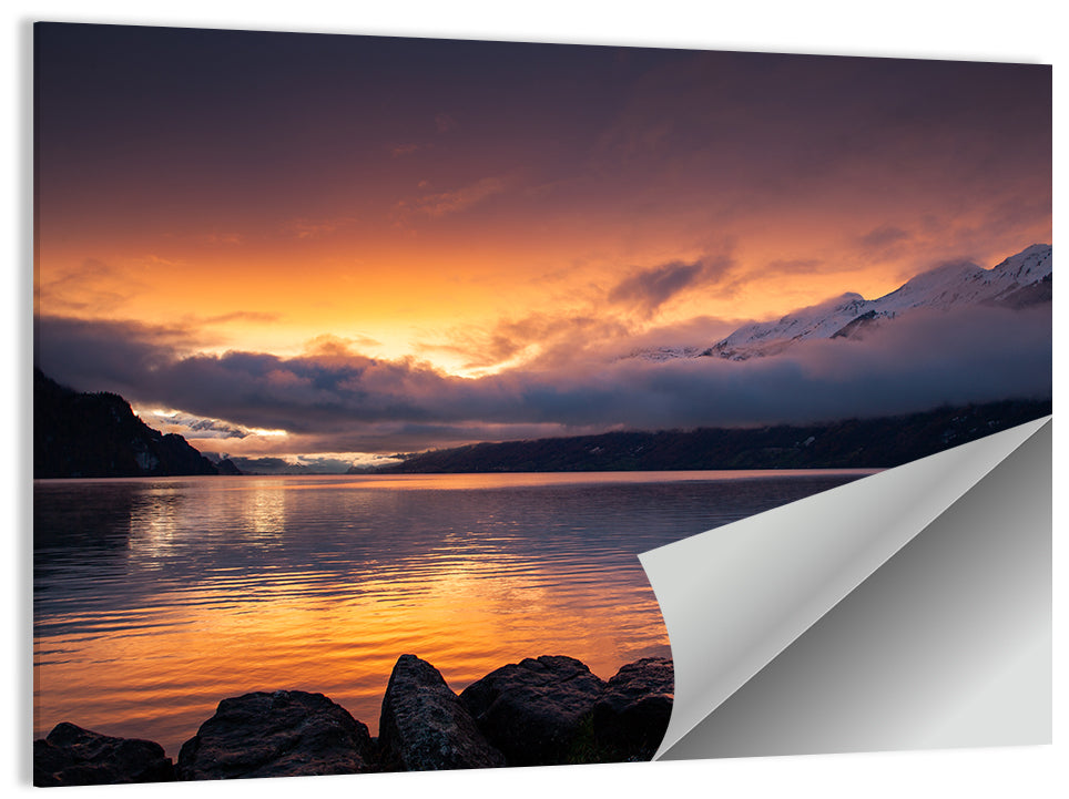 Lake Brienz Golden Dusk Wall Art