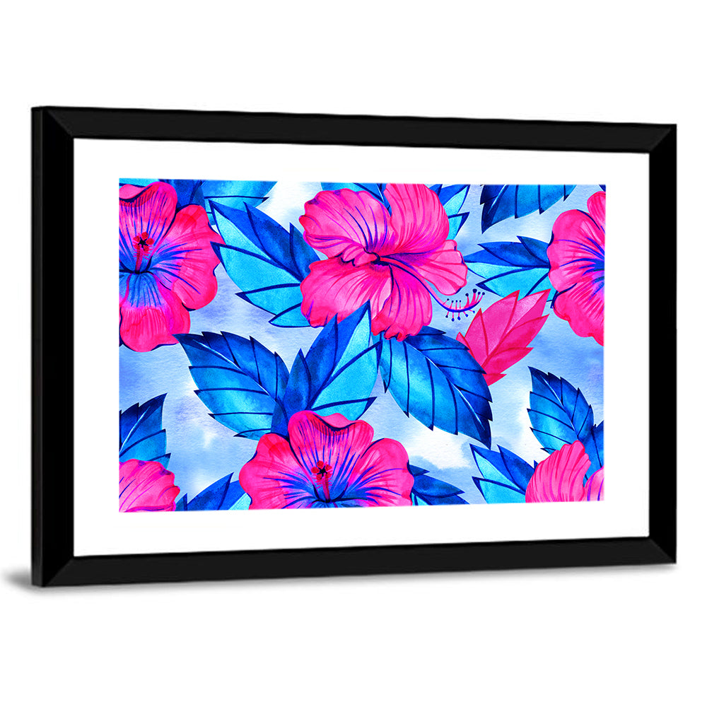 Tropical Hibiscus Pattern Wall Art