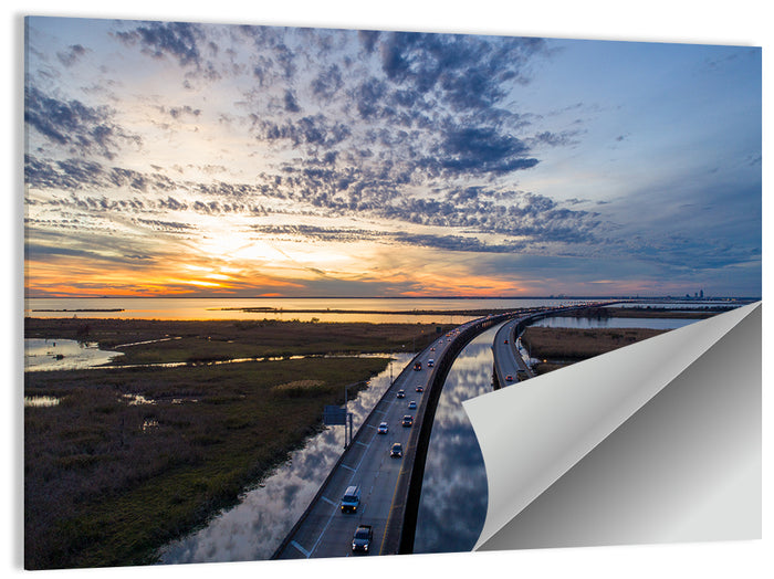 Mobile Bay Bridge at Sunset Wall Art as a poster print