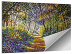 Sunlit Forest Path with Wildflowers Wall Art