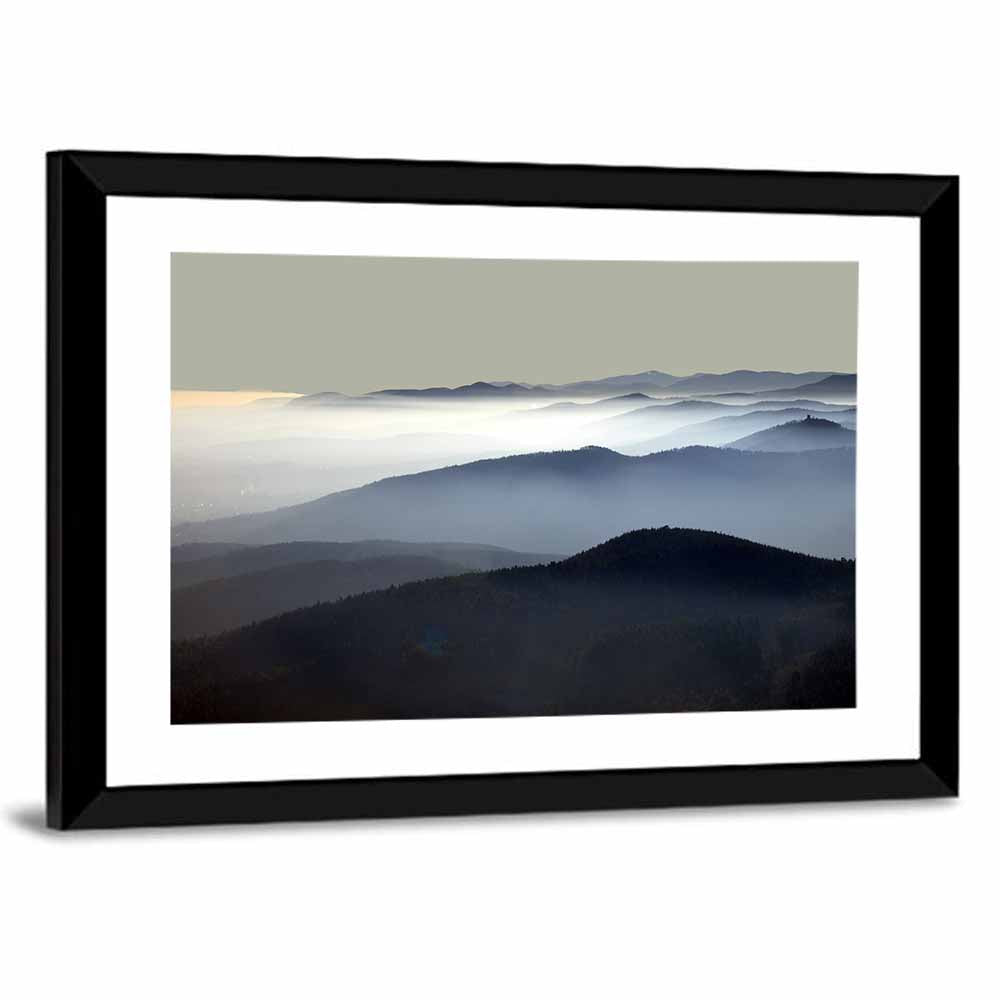 Misty Mountain Silhouette Wall Art