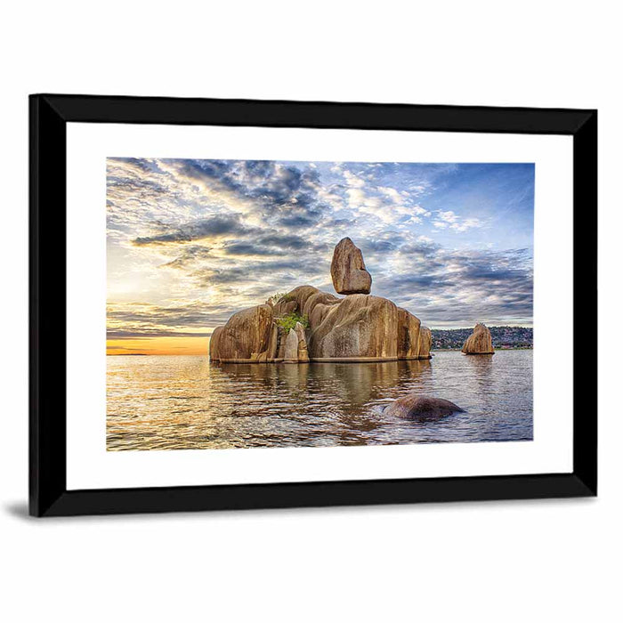 Bismarck Rock at Golden Hour Wall Art as a framed print