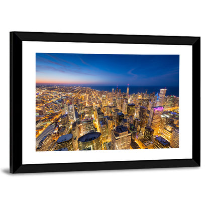 Aerial Chicago Nightscape Wall Art