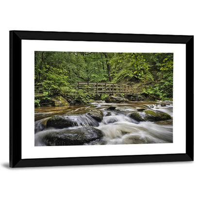 Stock Ghyll Footbridge Forest Stream Wall Art