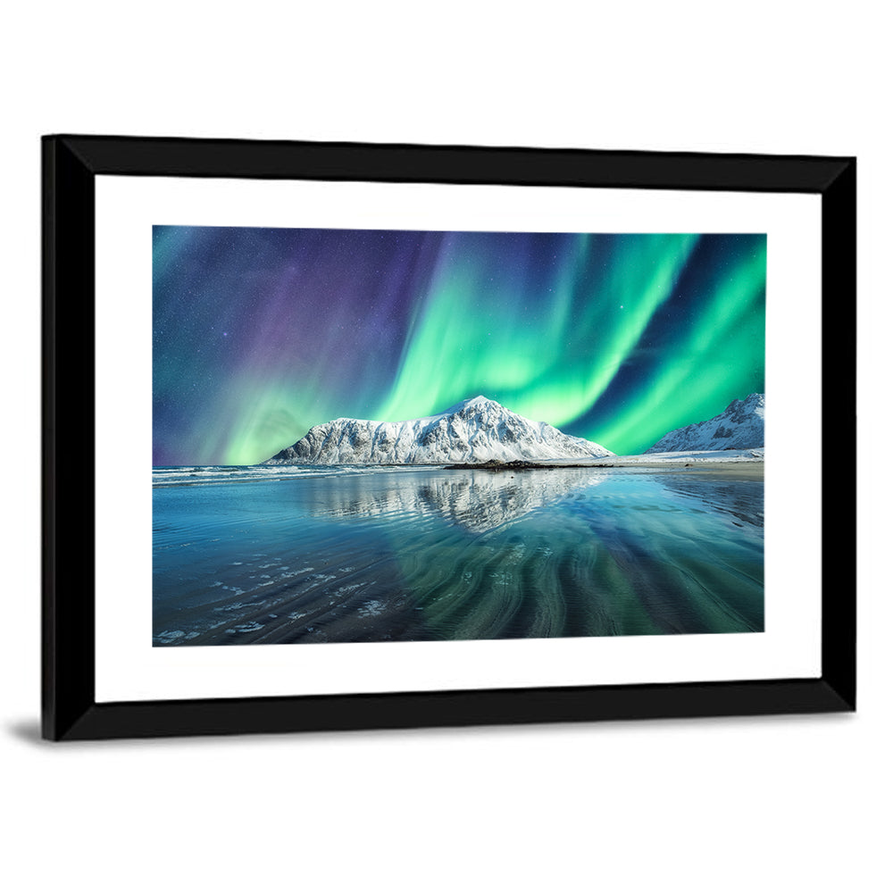 Aurora Over Skagsanden Beach Wall Art