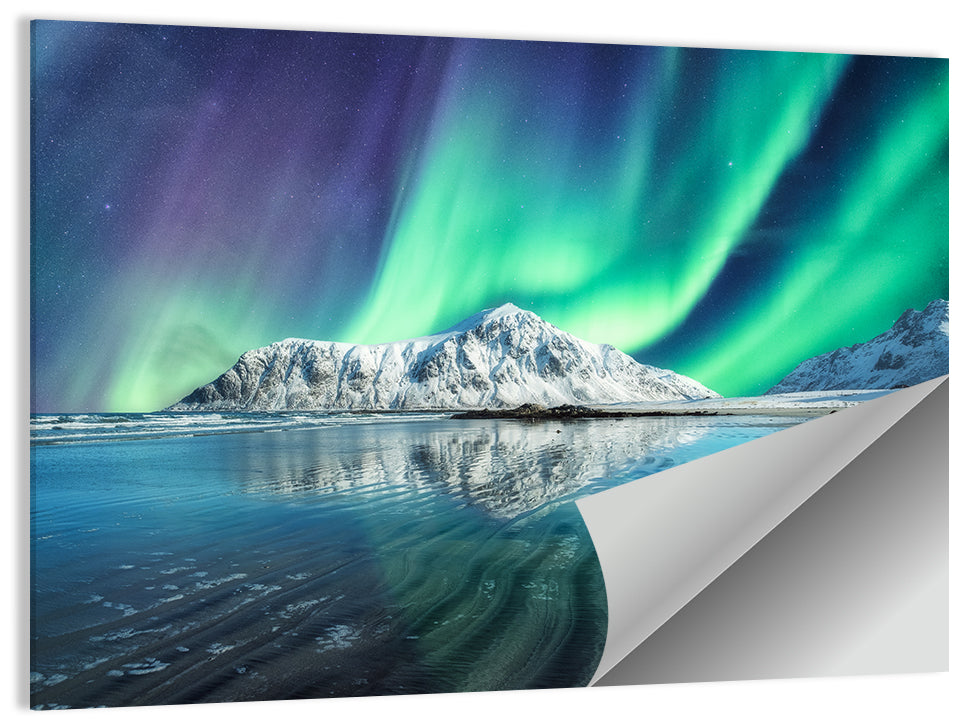 Aurora Over Skagsanden Beach Wall Art