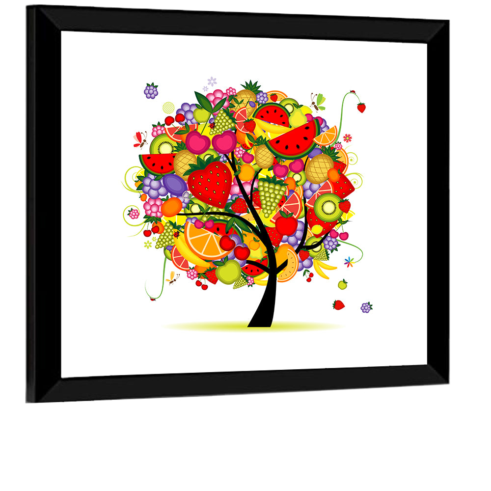 Vibrant Fruit Tree Illustration Wall Art
