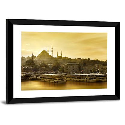 Suleymaniye Mosque Sunset Silhouette Wall Art