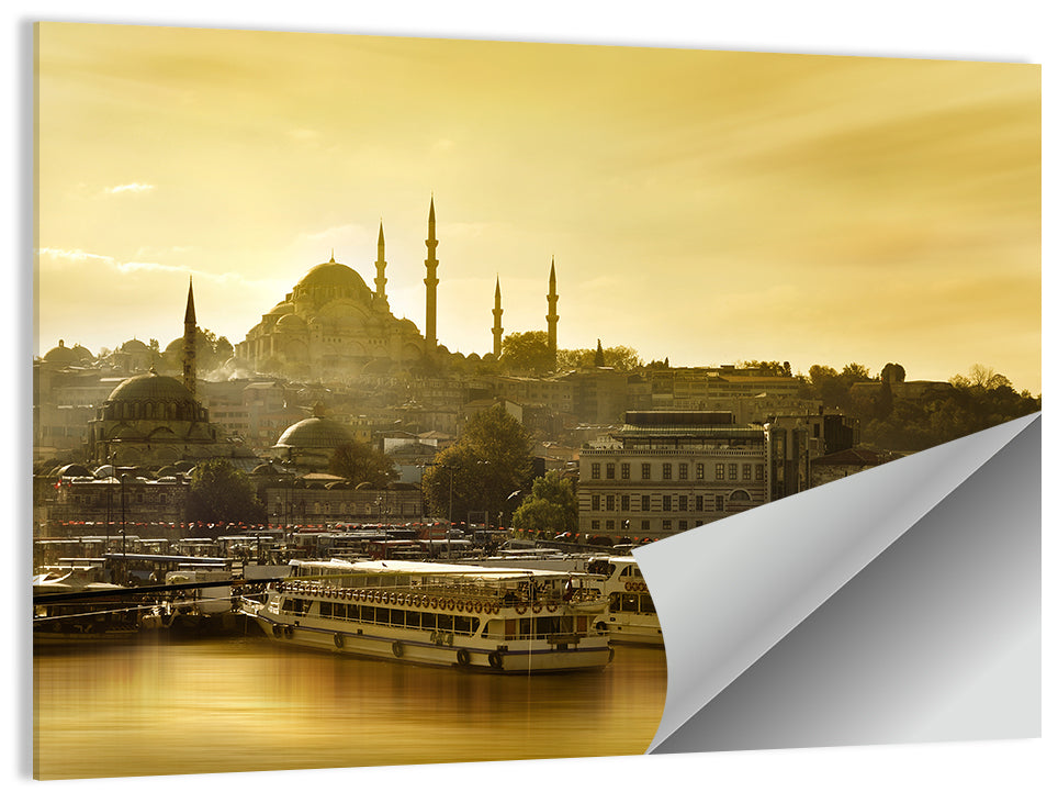 Suleymaniye Mosque Sunset Silhouette Wall Art