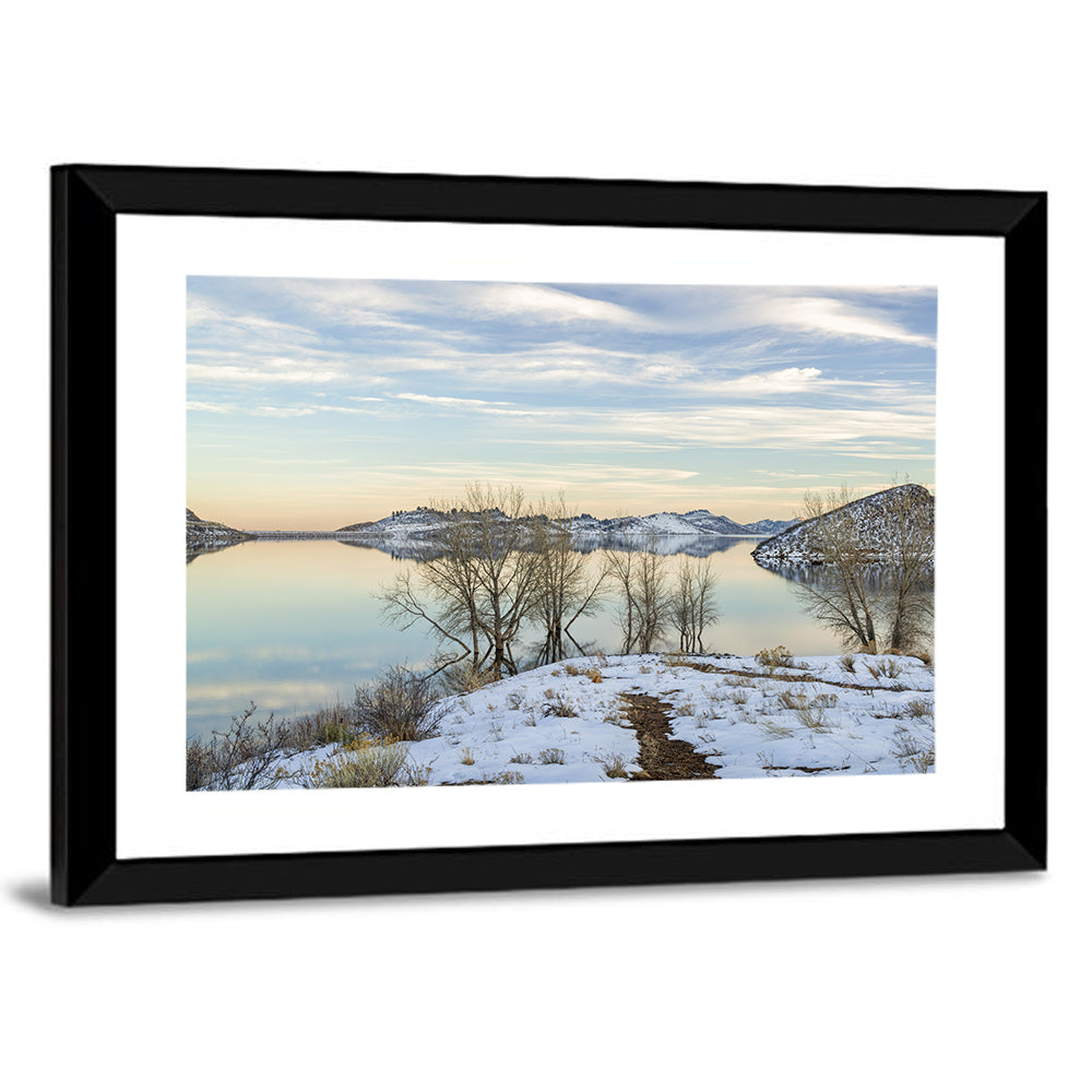 Horsetooth Reservoir Frozen Reflection Wall Art