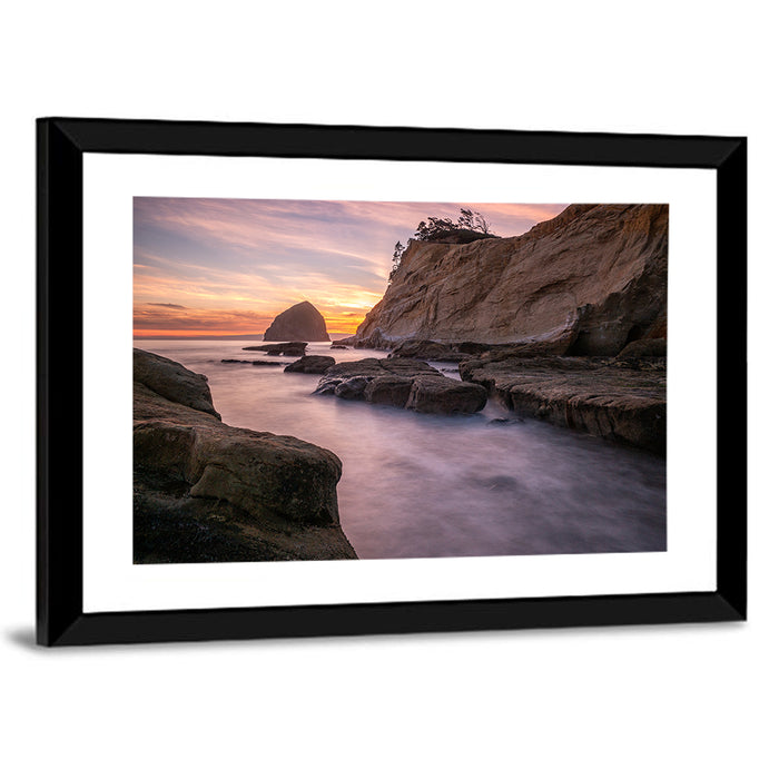 Haystack Rock at Cape Kiwanda Wall Art as a framed print