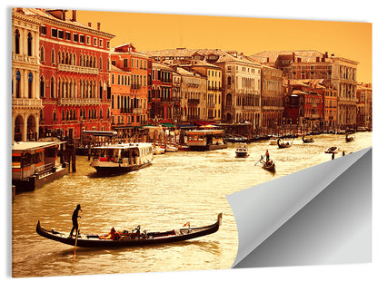 Grand Canal Gondola at Golden Hour Wall Art