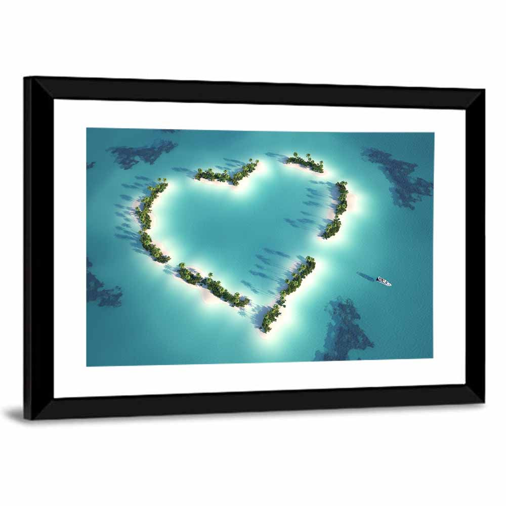 Turquoise Heart-shaped Island Wall Art