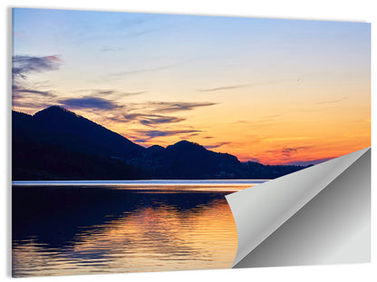 Lake Fuschl Sunset with Boat Wall Art