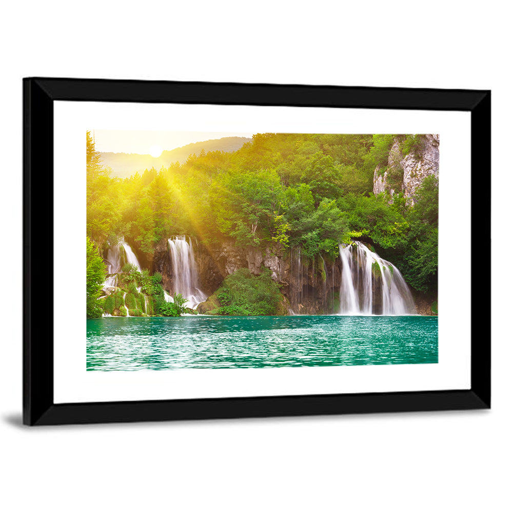 Plitvice Cascades at Sunrise Wall Art