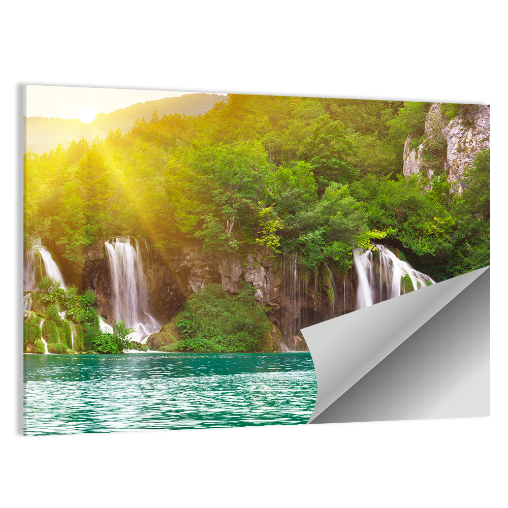 Plitvice Cascades at Sunrise Wall Art