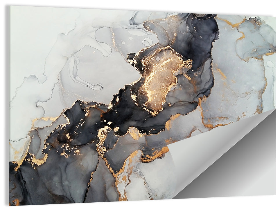 Black Fire Marble Abstract Wall Art