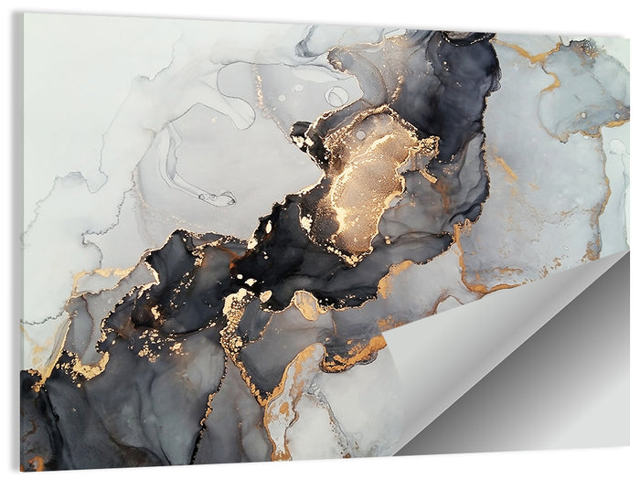 Black Fire Marble Abstract Wall Art as a poster print