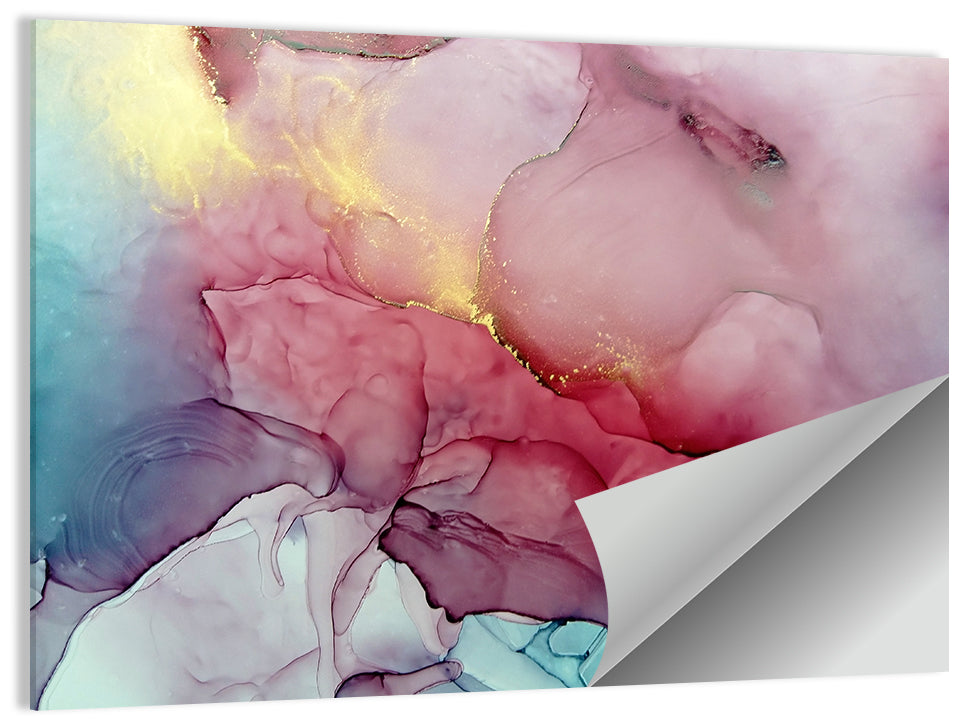 Pink and Gold Fluid Abstract Wall Art